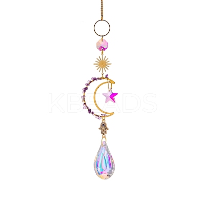 Glass Teardrop/Star Prisms Suncatchers Hanging Ornaments G-PW0004-72D-1