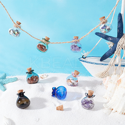 11Pcs 11 Colors Lucky Bag Shape Glass Cork Bottles Ornament AJEW-DR0001-01-1