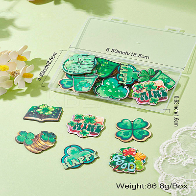 20Pcs 10 Styles Single Face Printed Clover Wood Big Pendants WOOD-CJ0001-80-1