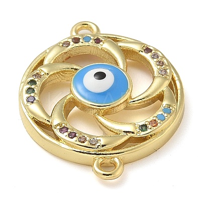 Rack Plating Brass Colorful Cubic Zirconia Vortex Connector Charms KK-K392-08G-01-1