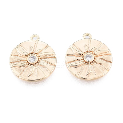 Brass Micro Pave Clear Cubic Zirconia Pendants KK-N216-557LG-1