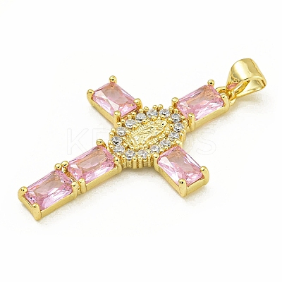 Rack Plating Brass Pave Cubic Zirconia Pendants KK-U029-01G-03-1