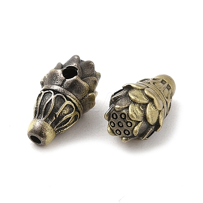 Lotus Flower Tibetan Style Rack Plating Brass 3 Hole Guru Beads KK-Q805-10AB-1