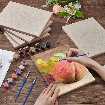 6Pcs Rectangle Wood Painting Linen Panels AJEW-WA0001-08-1