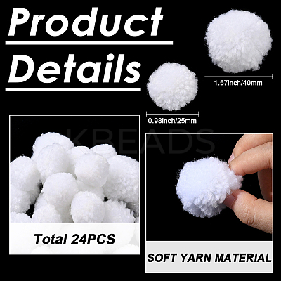 24Pcs 2 Styles Wool Soft Pompom Ball DIY-SC0031-39-1