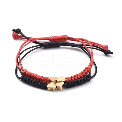 Unisex Adjustable Korean Waxed Polyester Cord Braided Bead Bracelets Sets BJEW-JB04671-1