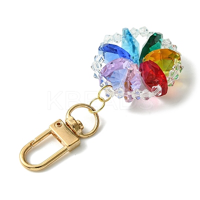 Flower Glass Pendant Decorations HJEW-TA00196-1