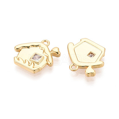Brass Pave Clear Cubic Zirconia Pendants KK-T077-48G-1