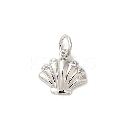 Rack Plating Brass Clear Cubic Zirconia Charms KK-Z056-28P-1