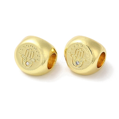 Rack Plating Brass Micro Pave Cubic Zirconia European Beads KK-F854-02G-04-1