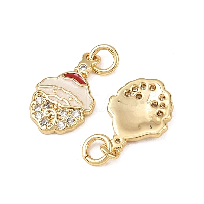 Christmas Brass Micro Pave Cubic Zirconia Enamel Charms KK-L255-19G-08-1