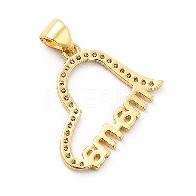 Rack Plating Brass Micro Pave Cubic Zirconia Pendants KK-K270-02G-1
