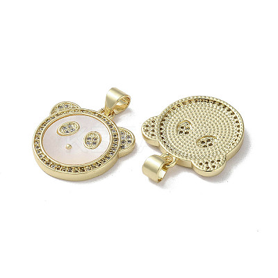 Brass Micro Pave Cubic Zirconia Pendants KK-G485-21A-G-1