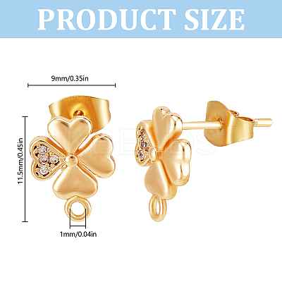 10Pcs Brass Cubic Zirconia Stud Earring Findings KK-DR0001-21-1