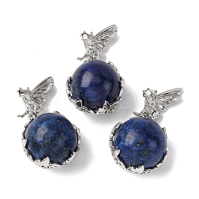 Dyed Natural Lapis Lazuli Round Pendants G-G207-01P-05-1