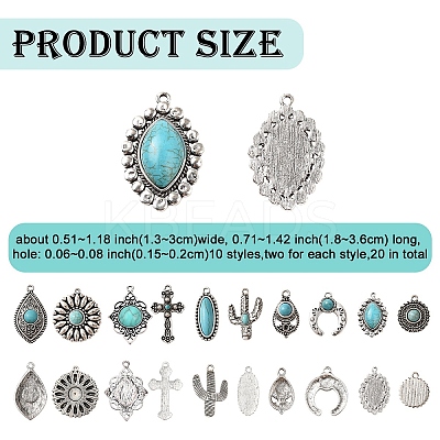 20Pcs 10 Styles Tibetan Style Alloy Pendants FIND-YW0005-61-1