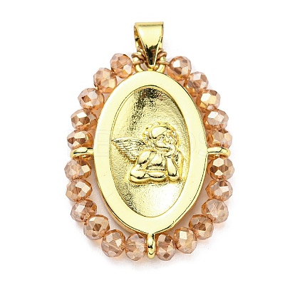 Brass with Glass Pendants KK-G472-02G-02-1