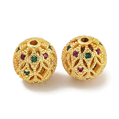 Rack Plating Brass Cubic Zirconia Beads KK-L215-330C-G-1