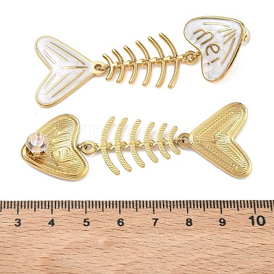 304 Stainless Steel Enamel Dangle Stud Earrings for Women EJEW-L315-06G-02-1
