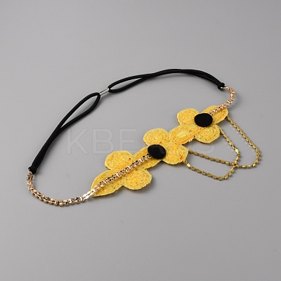 Pearl Rhinestone Beaded Elastic Headband OHAR-WH0021-14-1