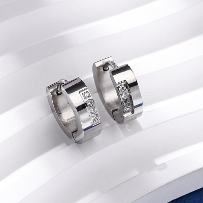 304 Stainless Steel Cubic Zirconia Hoop Earrings EJEW-D331-11P-1