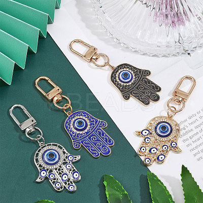 8Pcs 4 Style Alloy Enamel Turkish Evil Eye Pendant Decoration KEYC-GL0001-07-1