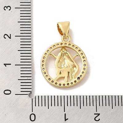 Zodiac Theme Brass Micro Pave Cubic Zirconia Pendants KK-M273-05H-G-1