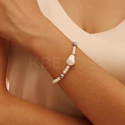 Shell Pearl Beaded Bracelets BJEW-L692-007G-1
