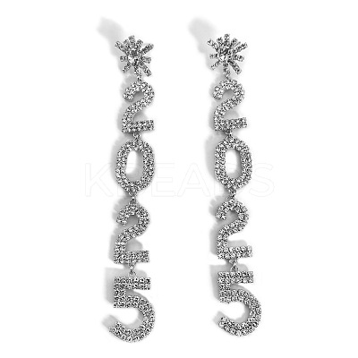 Brass Rhinestone Stud Earrings EJEW-Q012-02P-1