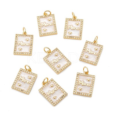 Mother's Day Brass Micro Pave Clear Cubic Zirconia Pendants X-ZIRC-A020-17G-1