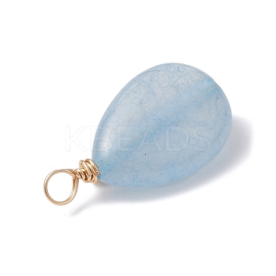 Copper Wire Wrapped Natural Aquamarine & Natural Cultured Freshwater Pearl Beads Pendants PALLOY-JF03645-05-1