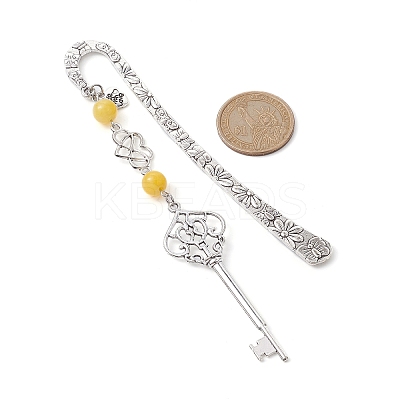 Mother's Day Key & Infinity Love Heart Pendant Bookmark with Natural Malaysia Jade AJEW-JK00259-03-1