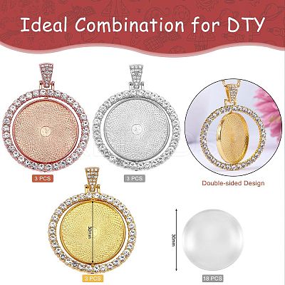 27Pcs DIY Flat Round Rhinestone Pendant Making Kit DIY-SZ0006-48-1