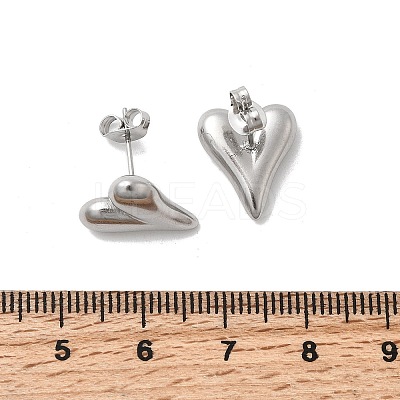304 Stainless Steel Heart Stud Earrings EJEW-F398-01P-1