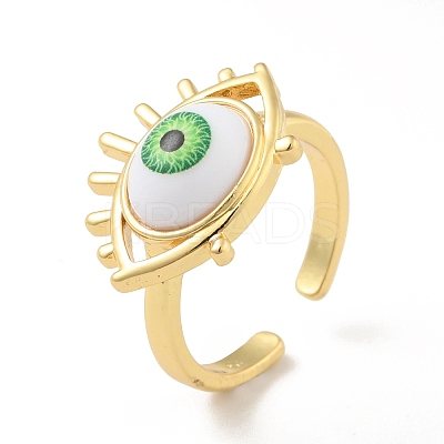 Acrylic Horse Eye Open Cuff Ring RJEW-B042-04G-01-1