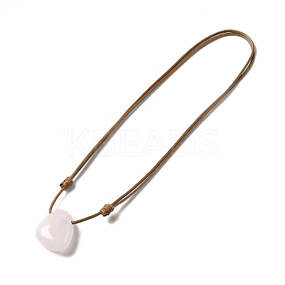 Natural Rose Quartz Triangle Pendant Necklace with Waxed Cord for Women NJEW-G093-01G-1