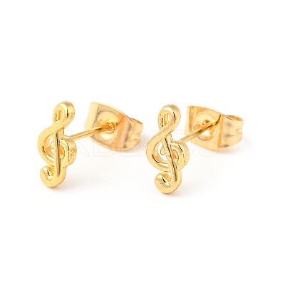 304 Stainless Steel Tiny Musical Note Stud Earrings with 316 Stainless Steel Pins for Women EJEW-J043-11G-1