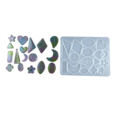 Leaf Heart Rectangle DIY Pendant Silicone Molds DIY-G109-01B-1