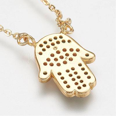 Brass Micro Pave Cubic Zirconia Pendant Necklaces NJEW-J051-13G-1