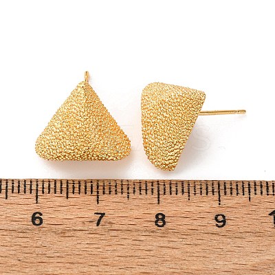 Brass Textured Stud Earrings EJEW-A143-02D-G-1
