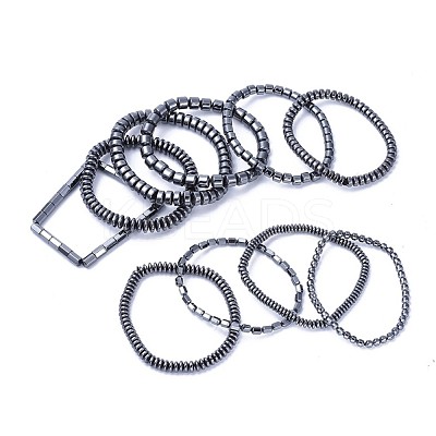 Non-magnetic Synthetic Hematite Stretch Bracelets BJEW-F376-03-1
