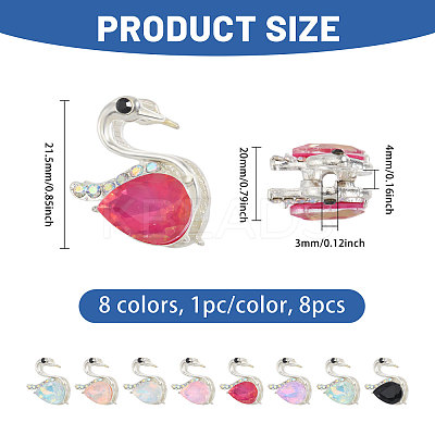 8Pcs 8 Colors Alloy Micro Pave Cubic Zirconia Beads ALRI-CA0001-15-1