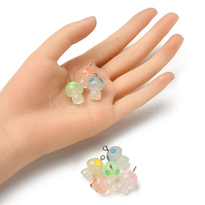 10Pcs 5 Colors Luminous Resin Pendants RESI-YW0001-37-1