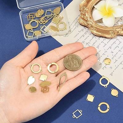 30Pcs 10 Styles Stainless Steel & Brass & Alloy Connector Charms FIND-FS0004-94-1
