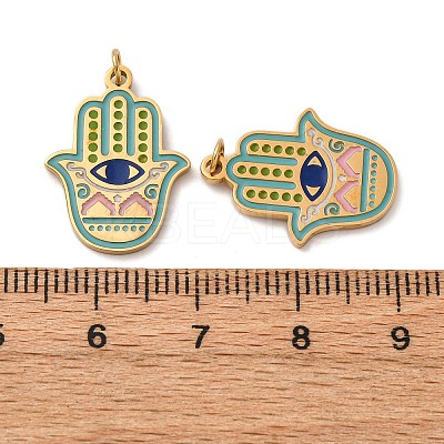 304 Stainless Steel Enamel Pendants STAS-U061-29G-1