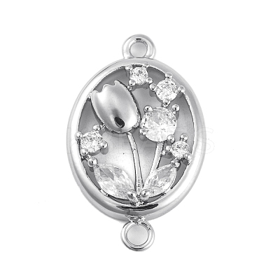 Brass Pave Clear Cubic Zirconia Connector Charms KK-Z066-10P-1