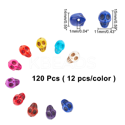 120Pcs 10 Colors Synthetic Turquoise Beads Strands G-AR0004-19-1
