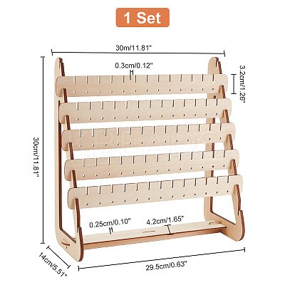 5-Tier Assembled Wood Earring Display Stands EDIS-WH0029-42B-1