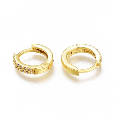 Brass Micro Pave Clear Cubic Zirconia Huggie Hoop Earrings ZIRC-H102-07G-1