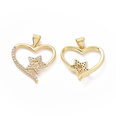 Brass Micro Pave Clear Cubic Zirconia Pendants ZIRC-F134-04G-1